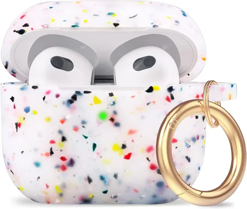 Vista 16 de Compatible con funda AirPods Pro 2019, Gawnock Funda de silicona suave y flexible para funda AirPods Pro para mujeres y niñas con llavero (Caqui)