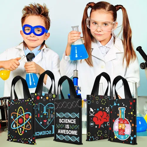 Vista 2 de Ferraycle 24 bolsas de recuerdos de fiesta de ciencia, decoraciones de fiesta para el último día de grado, libros, artículos de papelería, bolsa