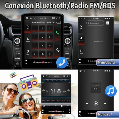 Vista 4 de [2+64G] Android 15 Estéreo de coche doble DIN con CarPlay inalámbrico