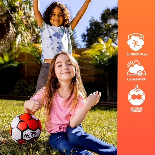 Vista 4 de Nerf Proshot Kids Soccer Ball - Size Indoor + Outdoor Youth Soccer Ball + Air Pump Set - Official Size Soft Cover for Boys + Girls - Pump +