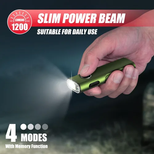 Vista 3 de ULTRAFIRE Linterna EDC S3 de 1200 lúmenes, luz de bolsillo plano 3 en 1 Verde
