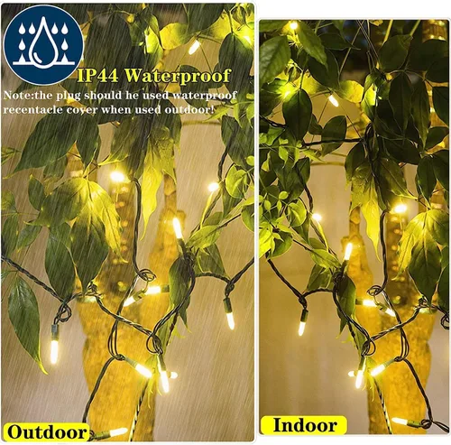 Vista 4 de 100 luces LED parpadeantes suaves, luces de Navidad centelleantes lentas, 50 de 100 luces parpadeantes, brillo suave impermeable, certificado UL, 29