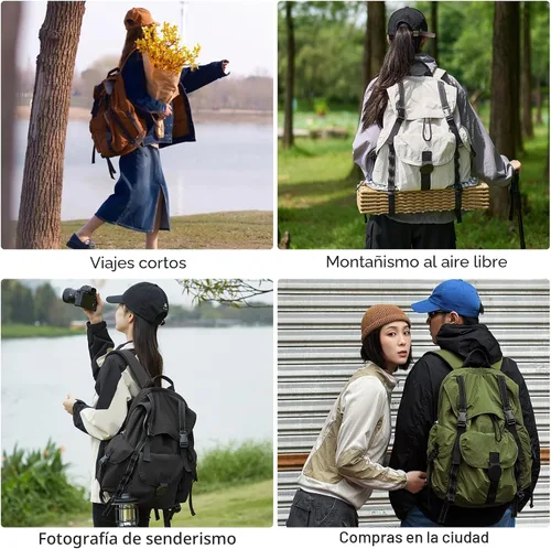 Vista 6 de Mochila de viaje mixi, mochila de cabina, mochila para laptop, aprobada para vuelos, mochila ligera para senderismo, mochila de negocios al aire