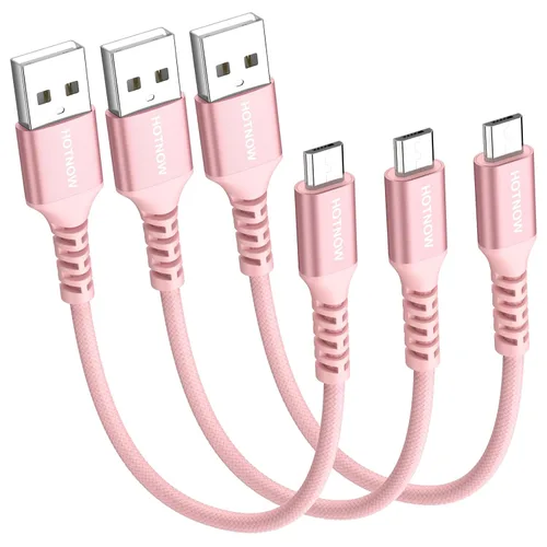 Vista 11 de Cable micro USB corto de 0.5 pies [3 unidades], cable cargador Android de alta velocidad USB2.0 de 6 pulgadas 5V3A, de nailon trenzado, de carga