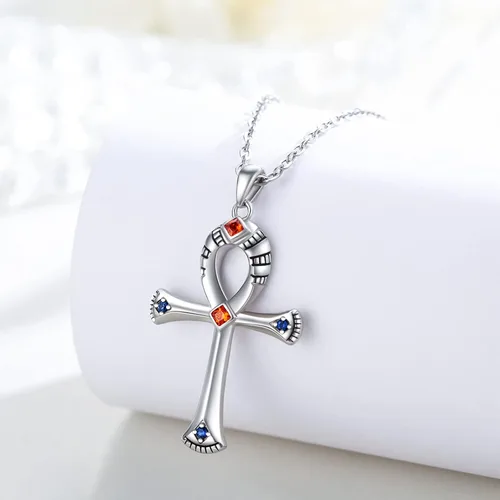 Vista 4 de OHAYOO 925 Sterling Silver Egyptian Jewelry Necklace AnkhEye of HorusAnubis Pendent Necklace Egyptian Amulet Gift for Women Girls