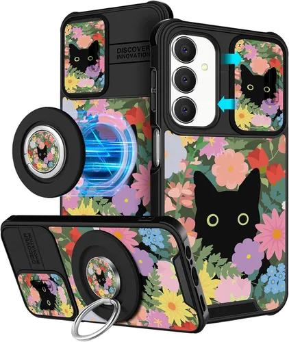 Vista 22 de Funermei Funda para teléfono Samsung Galaxy A15 5G - [2 en 1] Funda para teléfono de mujeres lindas chicas, diseño femenino de mariposa negra
