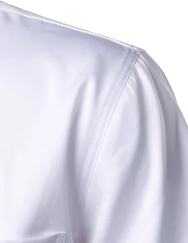Vista 5 de ZEROYAA Camisa de vestir casual de manga corta con botones y bolsillo para hombre