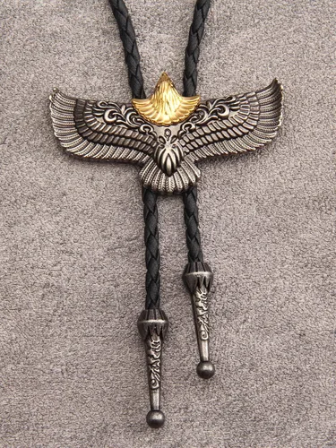 Vista 276 de Jeilwiy Corbata de bolo para hombre, corbata de vaquero occidental, collar de corbata de bolo dorado, corbata de cuero, corbata de Halloween