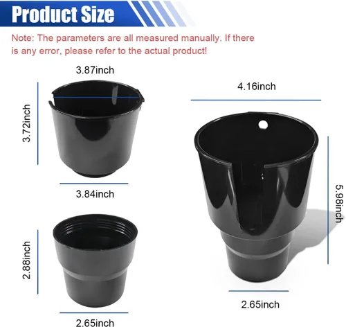 Vista 2 de Extensor de portavasos de automóvil 2 en 1, adaptador de soporte de bebida automotriz con base, soporte multifuncional para vasos de vehículo
