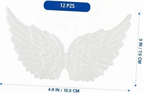 Vista 2 de NUOBESTY 12PCS alas de ángel alas de tela parches para bricolaje manualidades accesorios para el cabello - blanco
