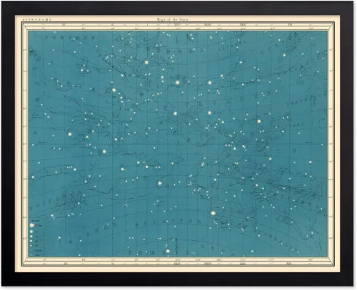 Vista 25 de Poster Master Póster celestial – Impresión del mapa de las estrellas – Regalo para astronomía, fanáticos lunares – Arte vintage para el hogar