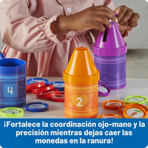 Vista 4 de Learning Resources Counting Crayons - Juguetes de aprendizaje para niños pequeños para clasificar y contar colores, juguetes numéricos, Montessori