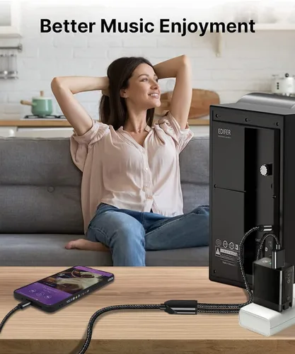 Vista 3 de Cable de audio auxiliar USB C a 0.138 in con carga, USB C 2 en 1 a 0.138 in, cable de audio para auriculares estéreo de automóvil con carga PD de 18