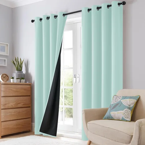 Vista 8 de SimpleHome Cortinas opacas 100% aguamarina, oscurecimiento de la habitación Aqua