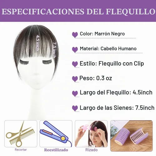 Vista 2 de Peluca de cabello humano real, color marrón y negro Marrón/Negro