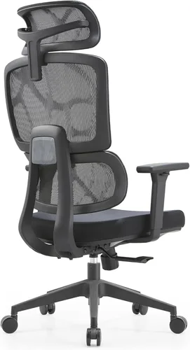 Vista 7 de Silla de escritorio ejecutiva de malla prémium para oficina en casa, con lumbar ergonómico, color negro