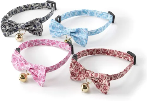 Vista 6 de Necoichi Kiku Ribbon Bow Tie Cat Collar (azul bebé)