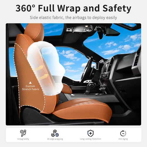 Vista 6 de Huidasource Fundas de Asiento para Camioneta F150 Compatibles con Ford F150 2015-2025 y F250 F350 F450 2017-2025 Crew Cab XL XLT Lariat King Ranch