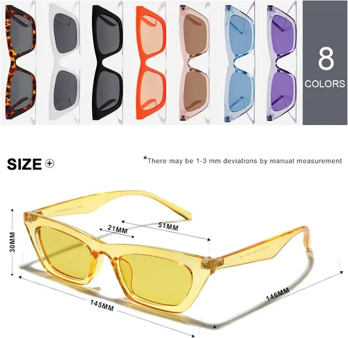 Vista 4 de VANLINKER Pequeños lentes de sol de ojo de gato para mujer estilo retro diminuto cuadrado sombra VL9555