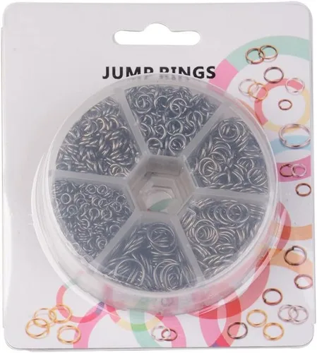 Vista 8 de Pandahall - 1 caja/1745 anillos de hierro abiertos redondos para joyería de 0.157 in/0.197 in/0.236 in/0.276 in/0.315 in/0.394 in Gunmetal