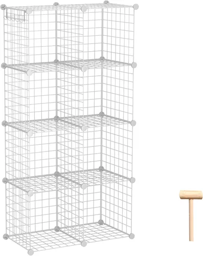 Vista 12 de C&AHOME Almacenamiento de Cubos de Alambre, Organizador de 6 Cubos con Rejillas C de Metal, Unidades de Estantes Modulares, Estantería