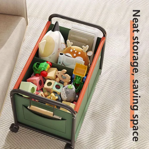 Vista 3 de Organizador de juguetes para niños con ruedas para dormitorios, salas de juguetes, salas de juegos, puede contener juguetes, libros, ropa
