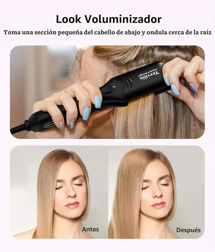 Vista 2 de Terviiix Rizadora de Cabello para Mujeres con 4 Placas Intercambiables, Rizadora para Cabello con Infusión de Queratina y Aceite de Argán, Rizadora