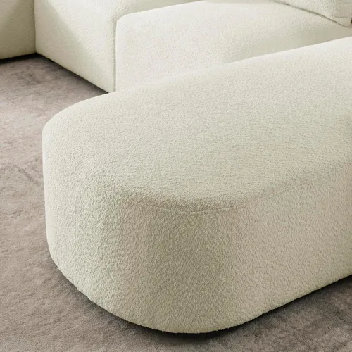 Vista 7 de Quarte Sofá seccional en forma de U, sofá modular con dos asientos individuales, dos sillas, combinación de bricolaje, tela de hilo en bucle Beige/5