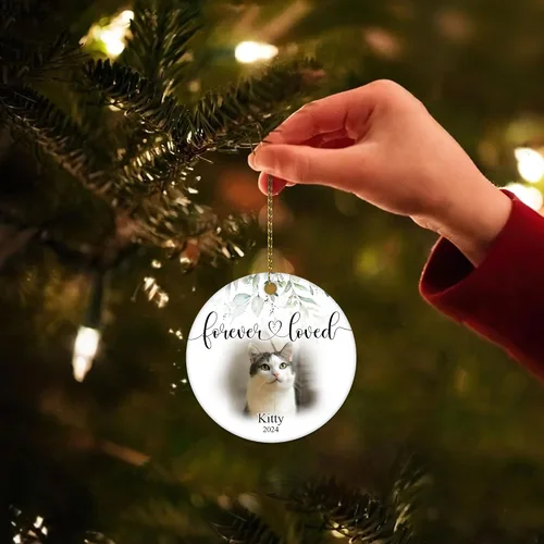 Vista 7 de HYTURTLE Regalos conmemorativos personalizados para mascotas, recuerdo de gato, imagen personalizada de fotos de mascotas, adornos de Navidad