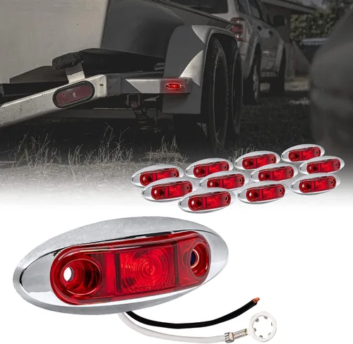 Vista 19 de TRUE MODS Luz de marcador LED de 2.5" ámbar para remolque con bisel cromado [DOT FMVSS 108] [SAE P2] [montaje superficial] [impermeable IP67] Luces