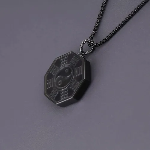 Vista 4 de COAI - Collar con colgante de ocho diagramas de obsidiana
