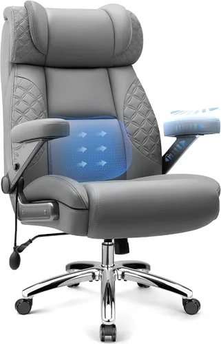 Vista 15 de Silla de oficina grande y alta, silla de computadora de escritorio con reposapiés para personas pesadas, silla ejecutiva de juegos de gran