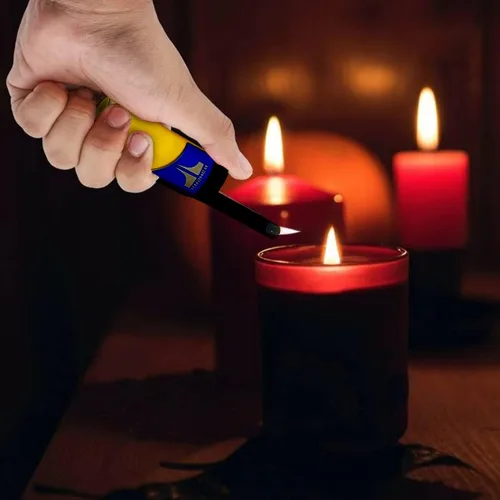Vista 5 de Kasher EZ Reach - Encendedor de velas con herramienta de velas, varita extendida, ideal para iluminar tarros de velas perfumadas, camping, Azul