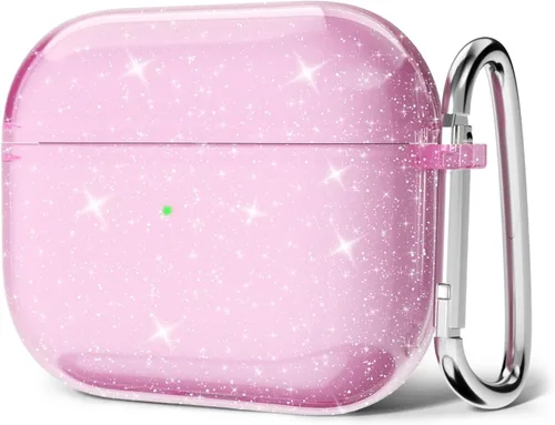 Vista 47 de Svanove Funda para Airpods Transparente con Purpurina, Funda Brillante y Bonita para Airpods de 1ª y 2ª Generación con Llavero, Carcasa Rígida