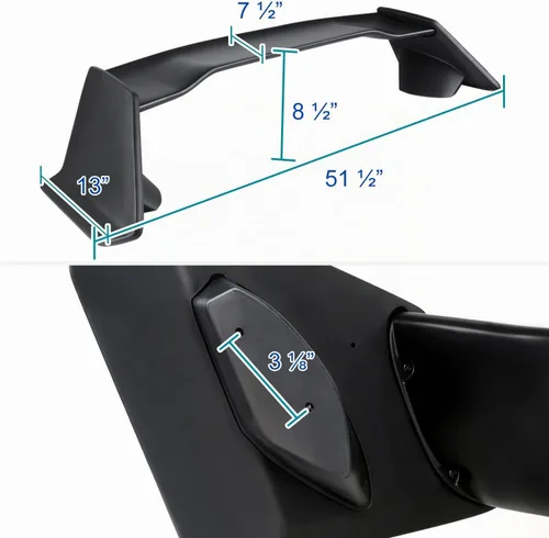 Vista 3 de Spec-D Tuning Alerón trasero del tronco del ABS del estilo T-R negro mate