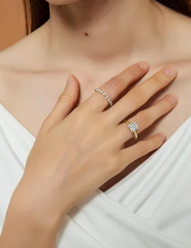 Vista 5 de EAMTI Anillos de compromiso de plata de ley 925 de 2 quilates, corte princesa, circonita cúbica, anillos de promesa de boda para ella latón-oro