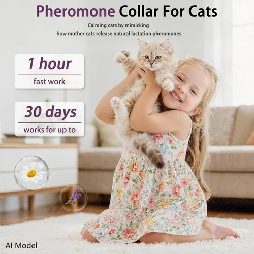 Vista 3 de Calming Collar for Cats, Pheromone Cat Calming Collar for Anxiety Relief & Stress, Adjustable Water Resistant Breakaway Calming Collars, Natural