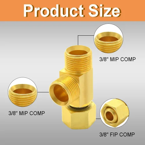 Vista 2 de TTFLEX - Camiseta de compresión de 3/8 pulgadas, 4 piezas de tope angular de latón para fregadero de inodoro Puertos de 3/8" OD COMP de 3 vías