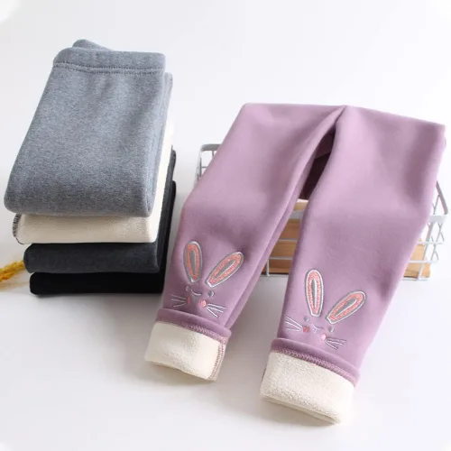 Vista 8 de Leggings de invierno para niñas pequeñas, con forro polar, básicos, de algodón grueso, térmicos, pantalones de longitud completa, ropa para niños