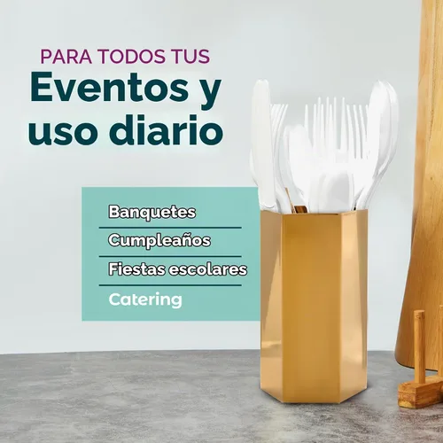 Vista 8 de 500 unidades – Horquillas de plástico blanco desechables de peso pesado Gran paquete de horquillas para fiestas Horquillas de plástico