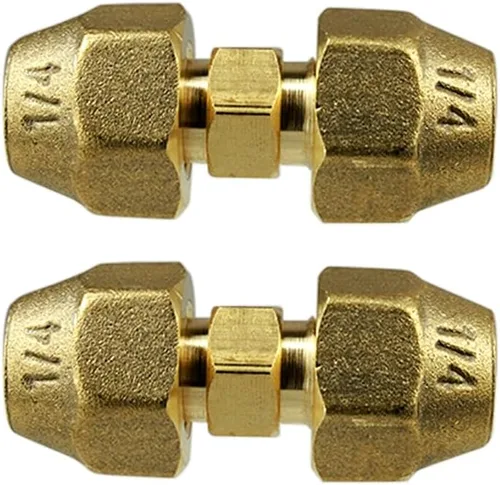 Vista 9 de 2 piezas conectores de extensión de tubería de cobre para aire acondicionado, tuercas de accesorio abocinado de latón de 1/2", accesorio de tubo