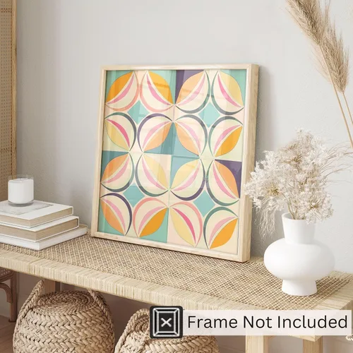 Vista 3 de Ethan Taylor Abstract Wall Art Prints Unframed Square Posters 'Retro 70s Hippie Pattern III' Retro Home Décor for Living Room, Bedroom, Office, 10