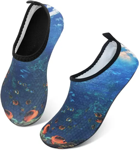 Vista 4 de QACOHU Zapatos de agua para hombre y mujer, zapatos de agua de secado rápido para buceo, surf, natación, playa, yoga