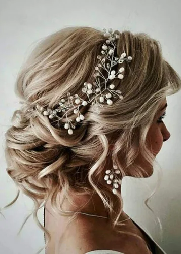 Vista 7 de Accesorios para el cabello de novia, juego de aretes de vid de cristal, diadema para boda, peine para el cabello, fiesta de noche, pieza