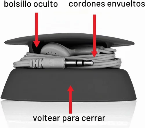 Vista 2 de Budley - Sistema de almacenamiento compacto para auriculares/audífonos sin enredos, silicona (negro, juego de 1)