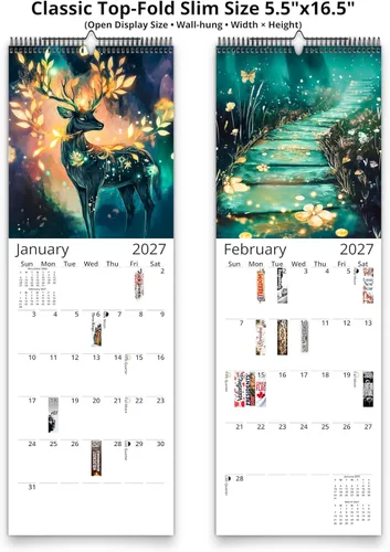 Vista 2 de Calendario de pared de crepúsculo místico 2026 - Paisajes de ensueño encantadores con vacaciones