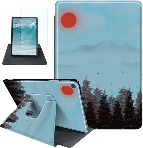 Vista 25 de Rossy Funda para tablet Kindle Fire HD 8 y Fire HD 8 Plus (12ª/10ª generación 2022/2020) + protector de pantalla giratorio de 360 grados, funda