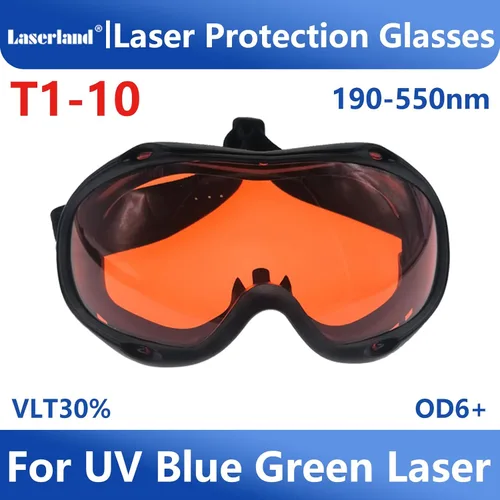 Vista 3 de 190nm-550nm 355nm 405nm 450nm 473nm 532nm OD6 azul verde láser protección gafas de seguridad gafas de seguridad CE T1-10