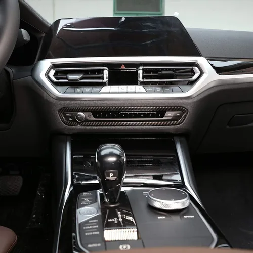 Vista 6 de ABS Material de la consola central del coche Ajuste del volumen Marco para BMW Serie 3 G20 G28 2019 2020 (grano de madera negro)
