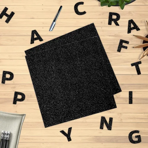 Vista 5 de SANZIX 30 hojas de papel de cartulina negra con purpurina de 12x12" - 110lb 300 GSM papel premium con purpurina brillante para Cricut, decoraciones